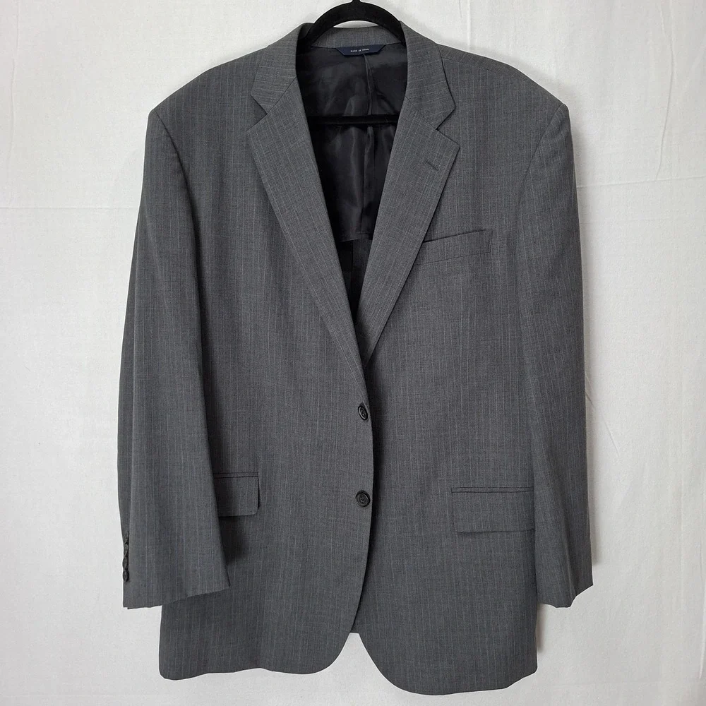 Brooks Bros Madison BrooksCool 46R Blazer Gray w/ Blue Stripe Full Canvas Jacket